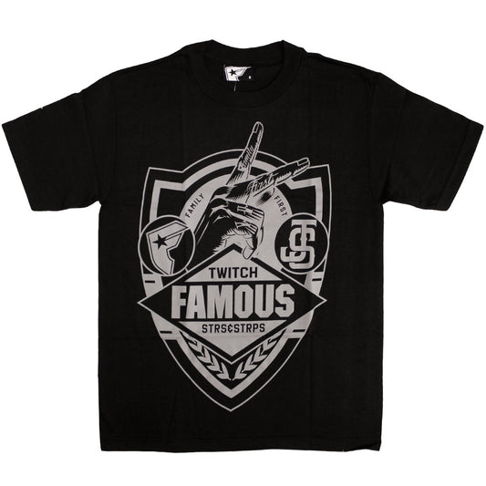 Famous Stars and Straps JS Family First Sheild T-Shirt Black Grey