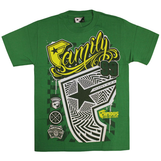 Famous Stars and Straps Daytona T-Shirt Kelly Green Yellow White