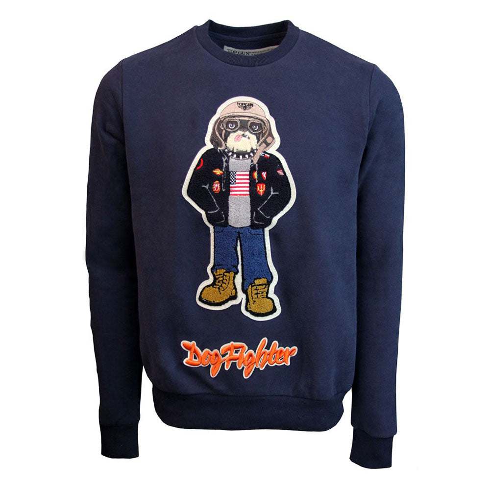 Top Gun Dog Fighter Crewneck Sweatshirt Navy Blue