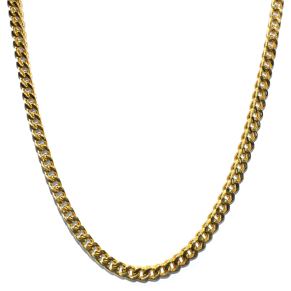 18K Gold Plated Franco Box Cuban Chain 6mm Stainless Steel