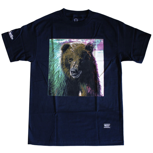 Grizzly Griptape Tie-Dye Fur T-Shirt Navy