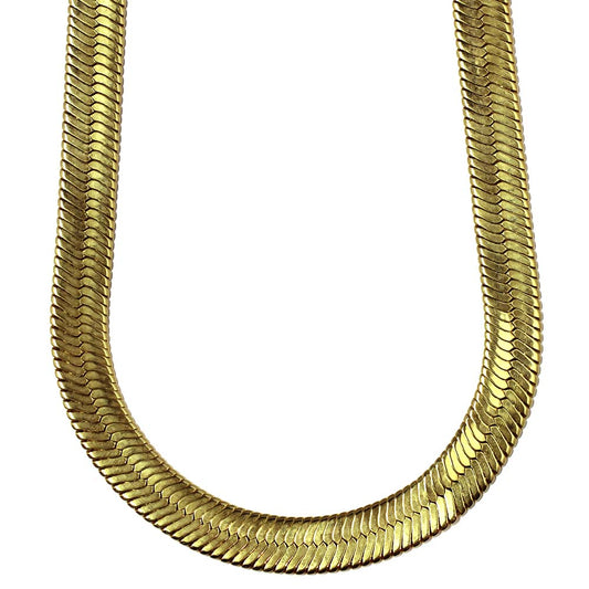 14K Gold Plated Herringbone Chain Necklace 14mm x 30 inches