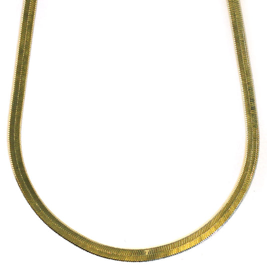 14K Gold Plated Herringbone Chain Necklace 4mm x 20 inches Brass
