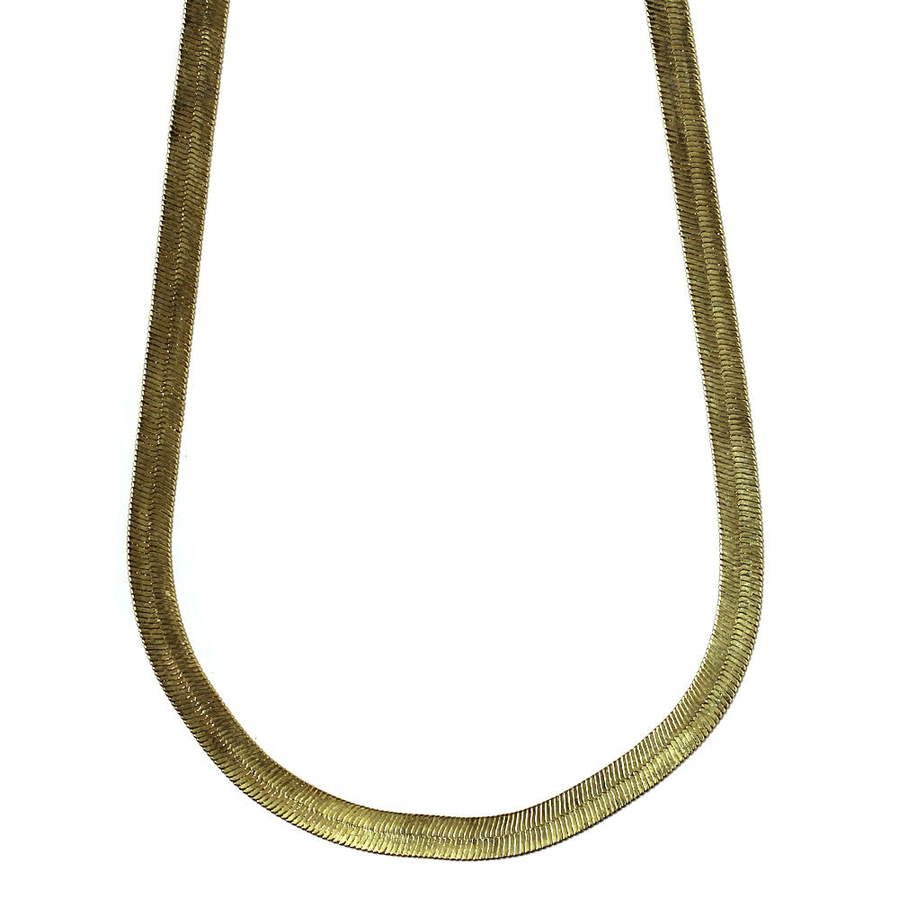 14K Gold Plated Herringbone Chain Necklace 5mm x 24 inches Brass