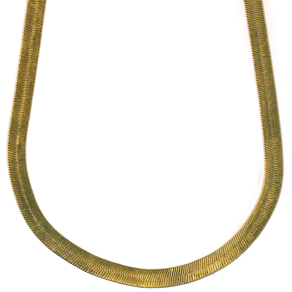 14K Gold Plated Herringbone Chain Necklace 6mm x 24 inches Brass