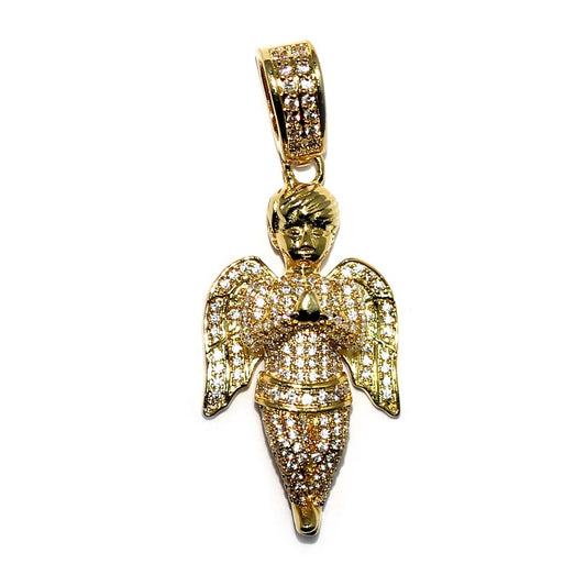 18k Gold Plated CZ Angel Pendant