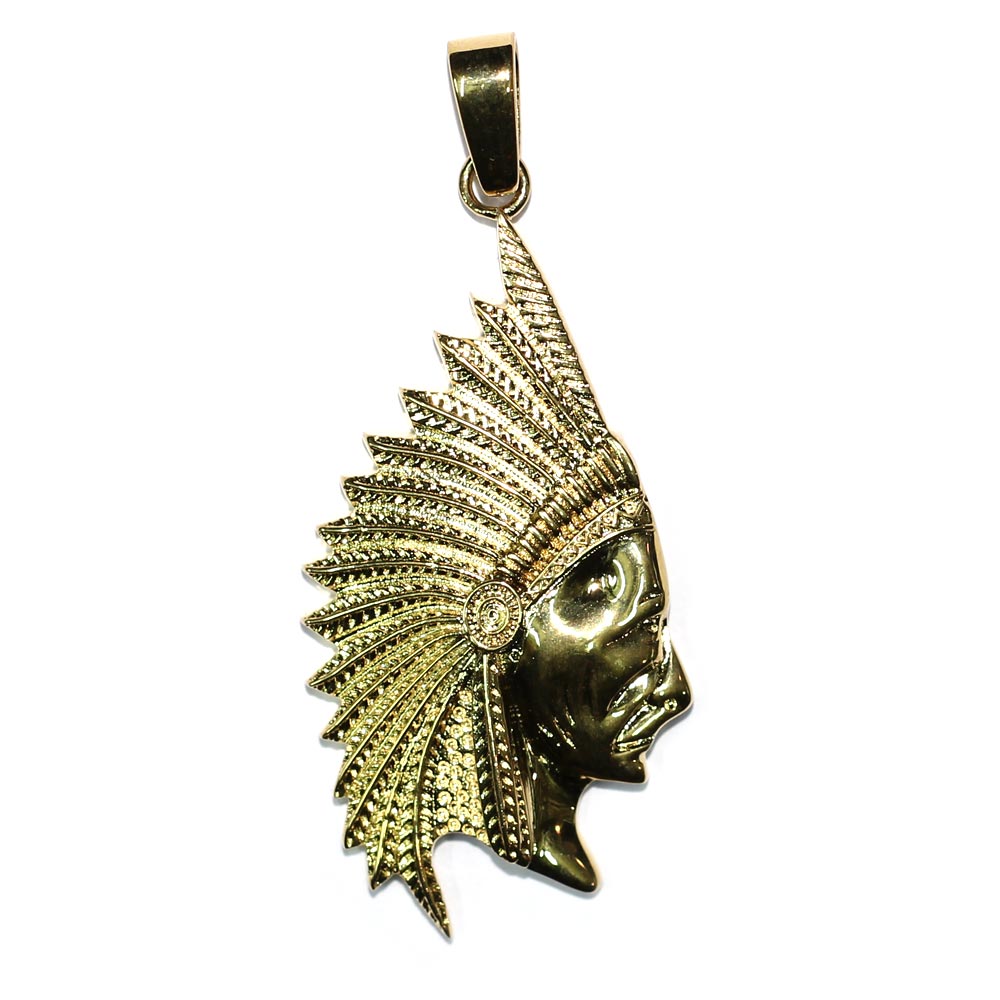 18k Gold Plated Indian Chief Pendant