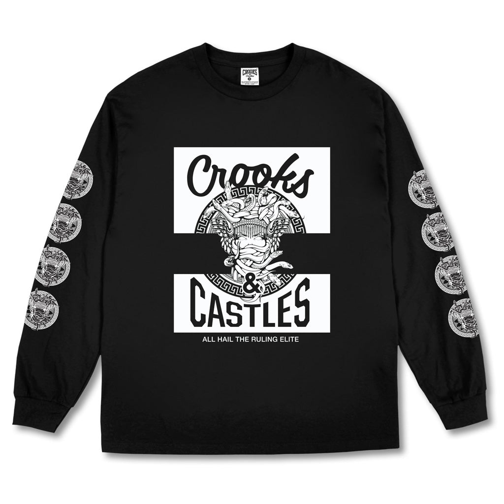 Crooks & Castles Klepto Medusa Long Sleeve Tee Black White