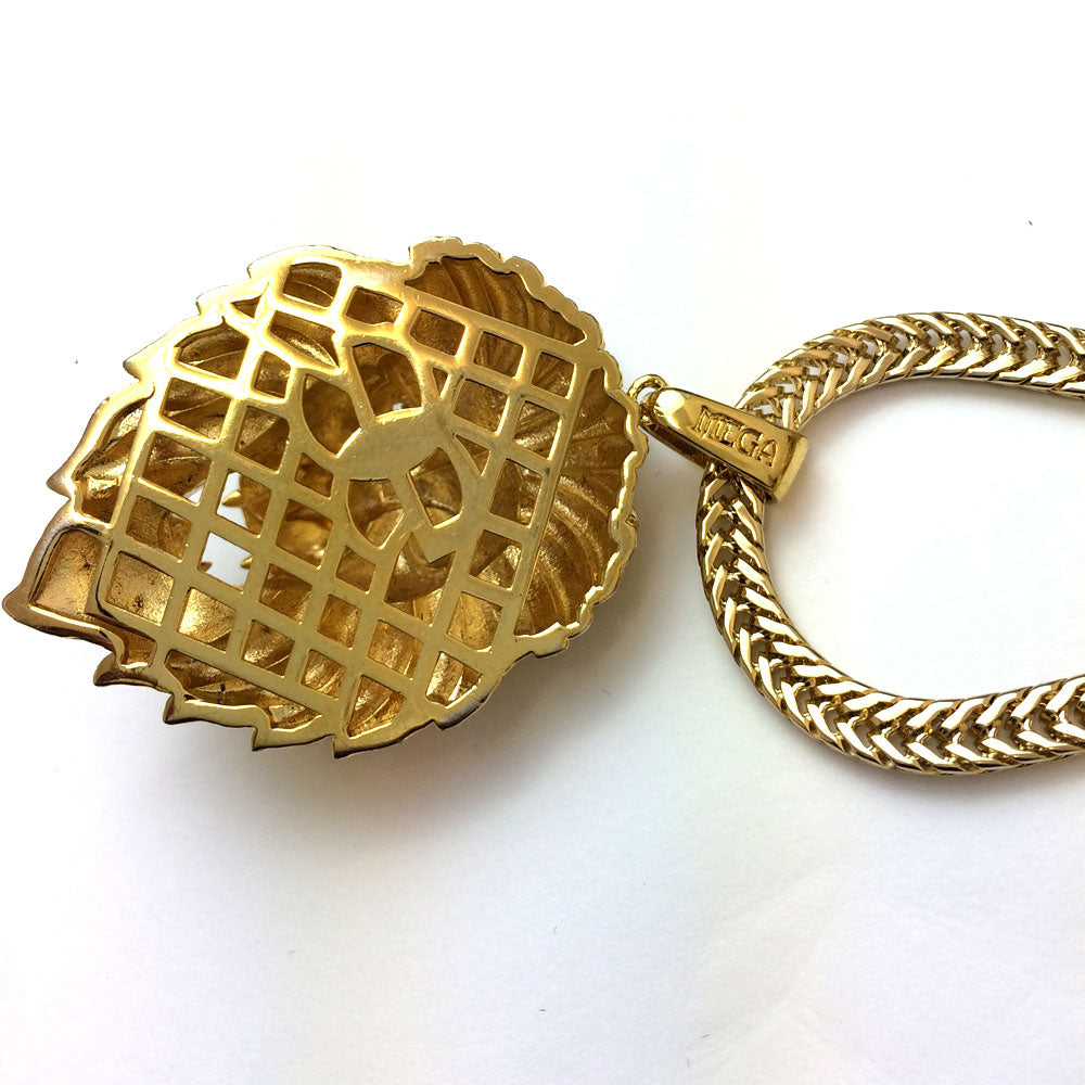 18kt Gold Plated Sterling Silver King Lion Pendant with Franco Chain