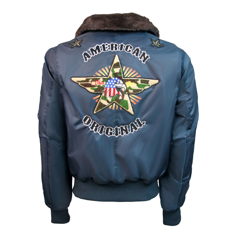 Top Gun MA-1 American Original Bomber Jacket With Patches Navy