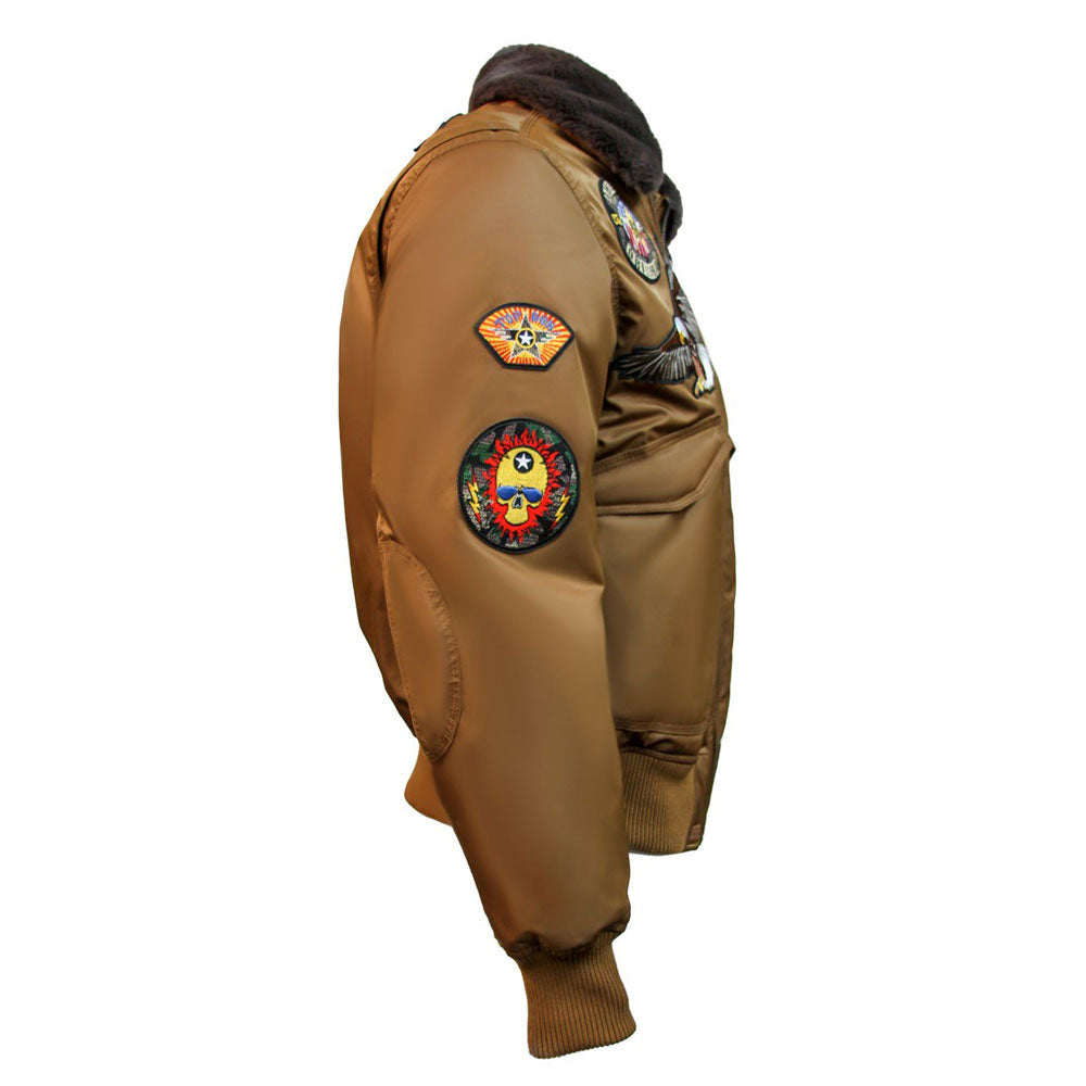 Top Gun MA-1 American Original Bomber Jacket With Patches Coyote