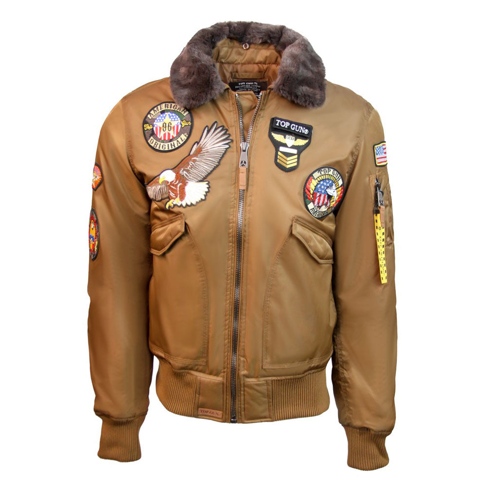 Top Gun MA-1 American Original Bomber Jacket With Patches Coyote