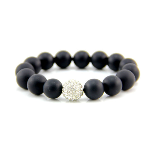 12mm Matte Black Onyx Stretch Bracelet