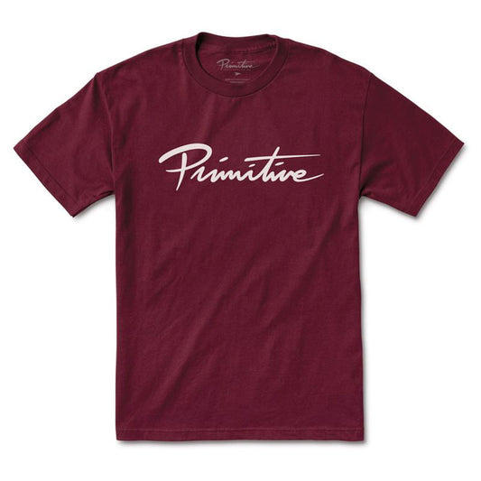 Primitive Apparel Nuevo Script T-Shirt Burgundy