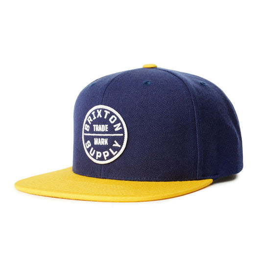 Brixton Oath III Snapback Cap Yellow Washed Navy