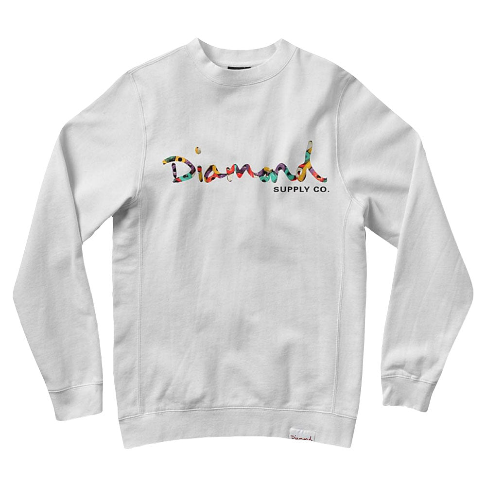 Diamond Supply Co OG Script Fasten Sweatshirt White