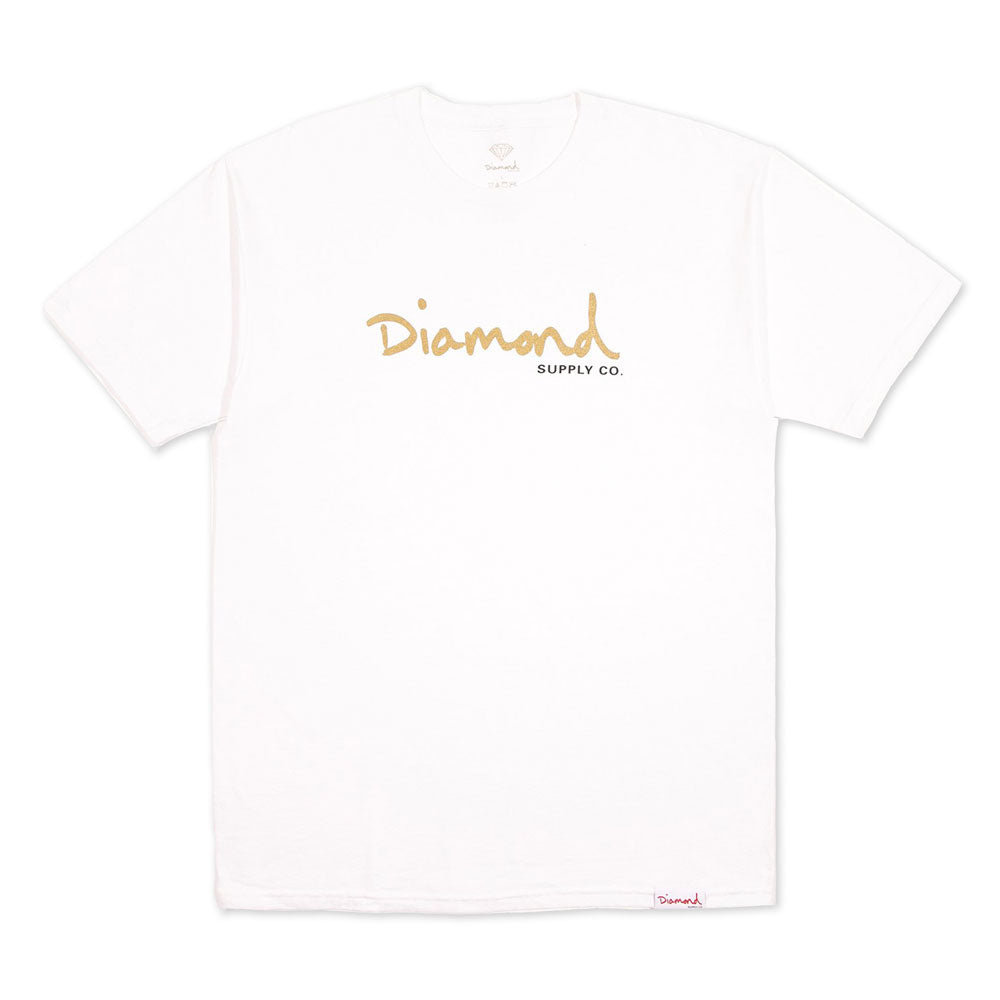 Diamond Supply Co OG Script T-shirt White Gold