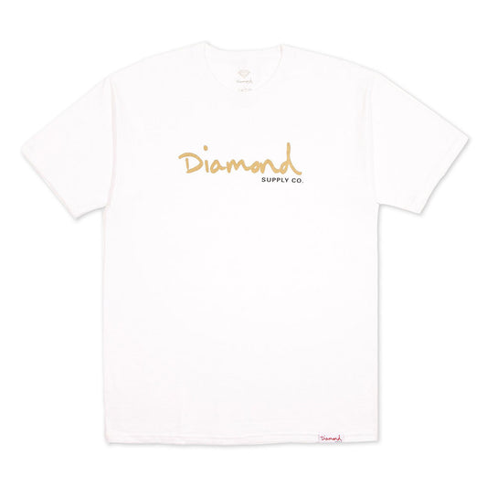 Diamond Supply Co OG Script T-shirt White Gold