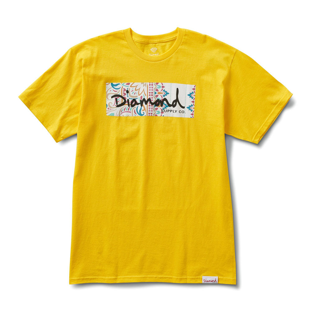 Diamond Supply Co Paisley Box Logo T-shirt Yellow