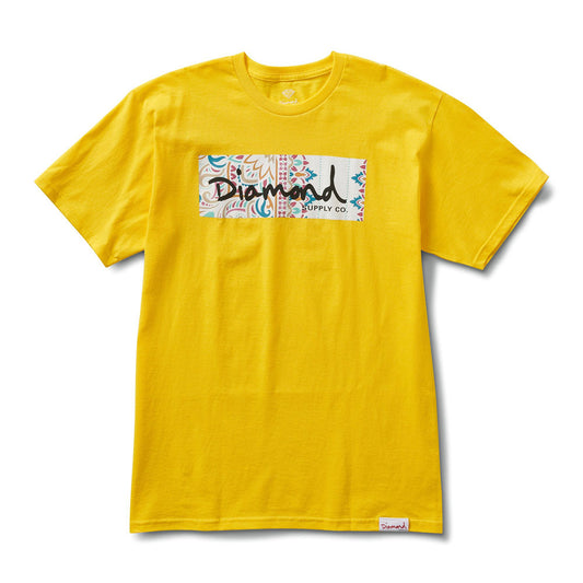 Diamond Supply Co Paisley Box Logo T-shirt Yellow