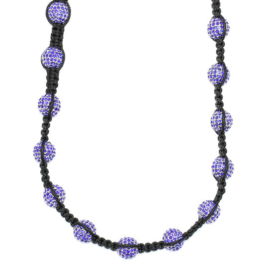 Shamballa Style Necklace, Blue Pave Crystal Disco Ball Beads 12mm