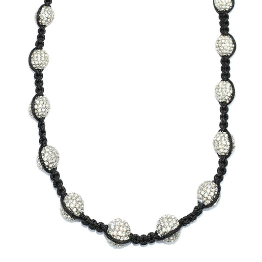 Shamballa Style Necklace, Clear Pave Crystal Disco Ball Beads 12mm