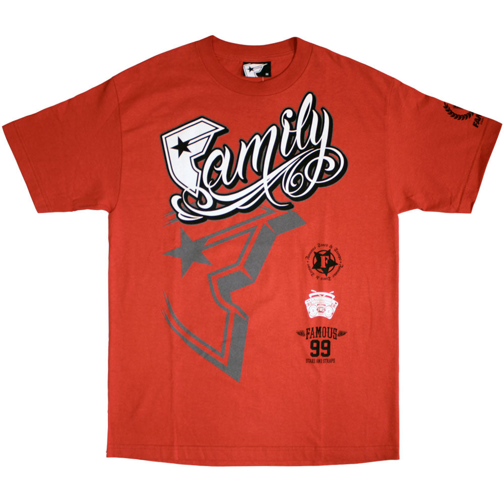 Famous Stars and Straps Rally Fam T-shirt Red White Grey