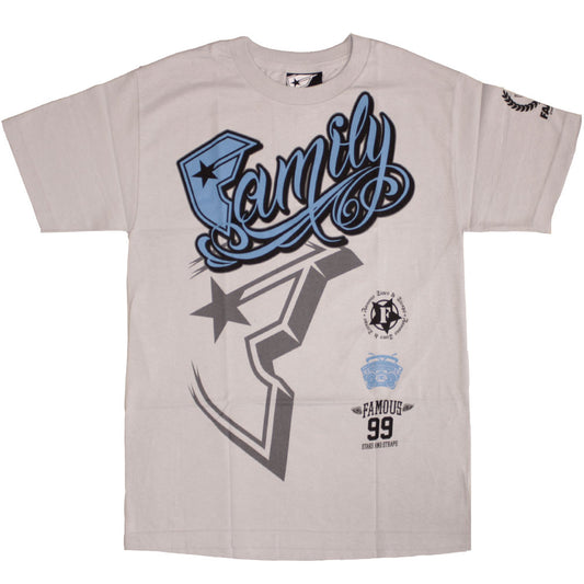 Famous Stars and Straps Rally Fam T-shirt Silver Cyan Grey