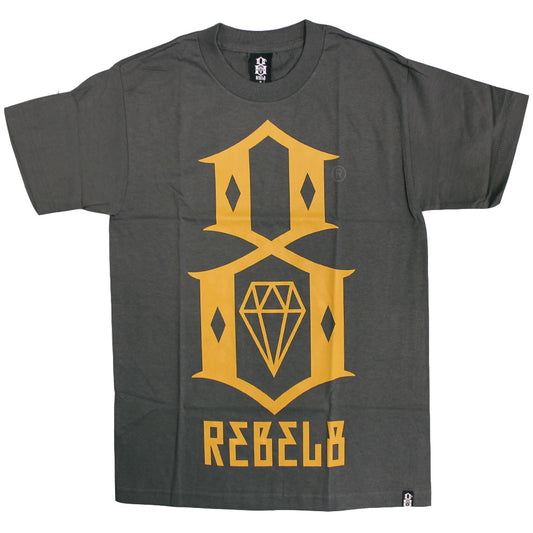 Rebel8 Logo T-shirt Charcoal Yellow