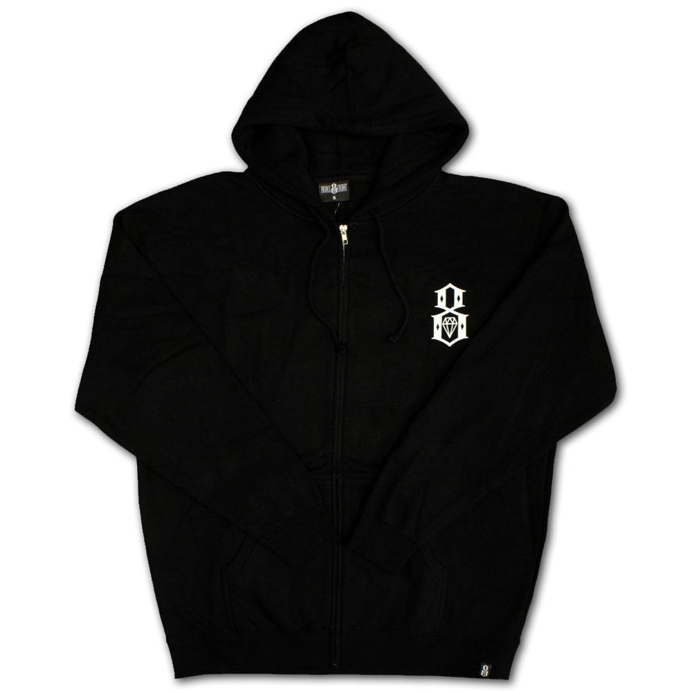 Rebel8 Logo Zip Up Hoodie Black