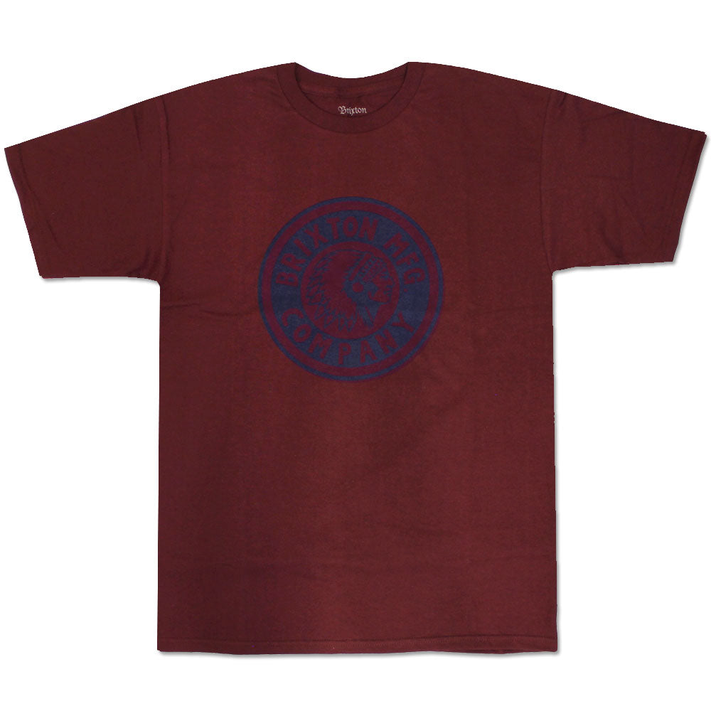 Brixton Rival T-Shirt Burgundy Navy