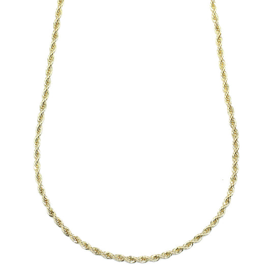 Gold Plated Rope Chain, Dookie Chain Filled 3mm x 24 Inches
