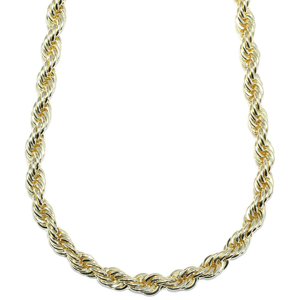 Gold Plated Rope Chain, Dookie Chain FILLED 8mm X 24 Inches