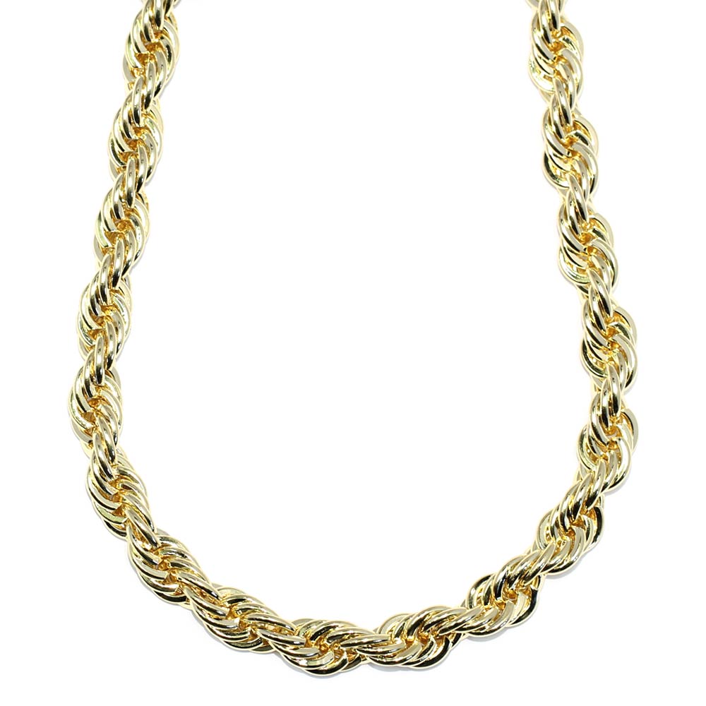 18K Gold Plated Rope Chain Necklace 10mm x 24 Inches