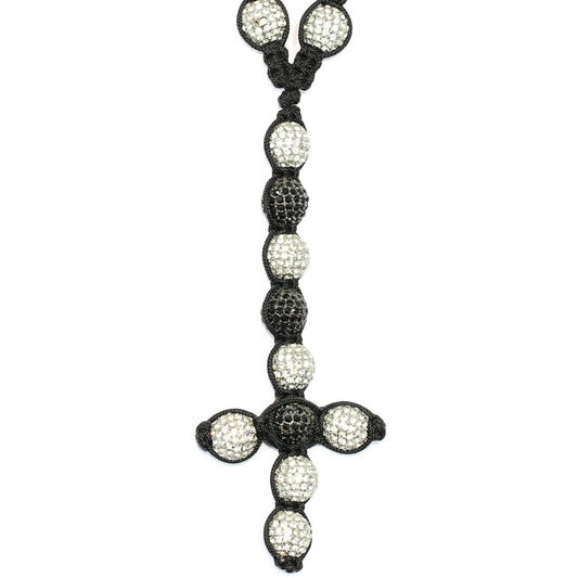 Shamballa Style Pave Crystal Disco Ball Rosary Chain Clear Black