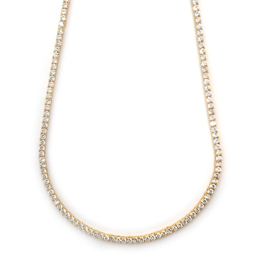 Tennis Necklace 18k Gold plated CZ Round Cut 4mm