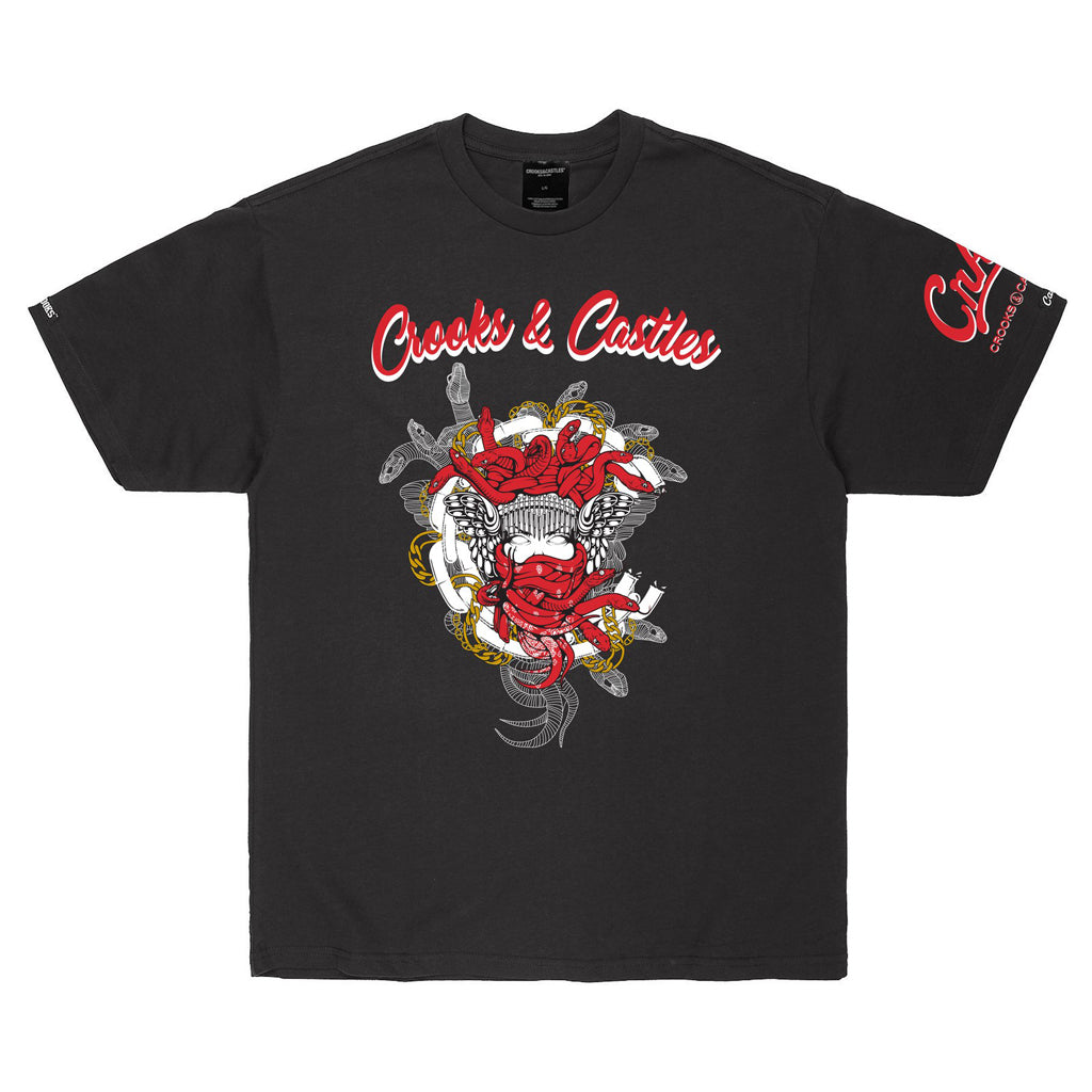 Crooks & Castles Script Chain Medusa Tee Black