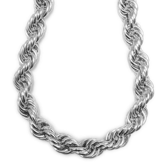 Silver Plated Jumbo Hip Hop Rope Chain 20mm x 30 inches long