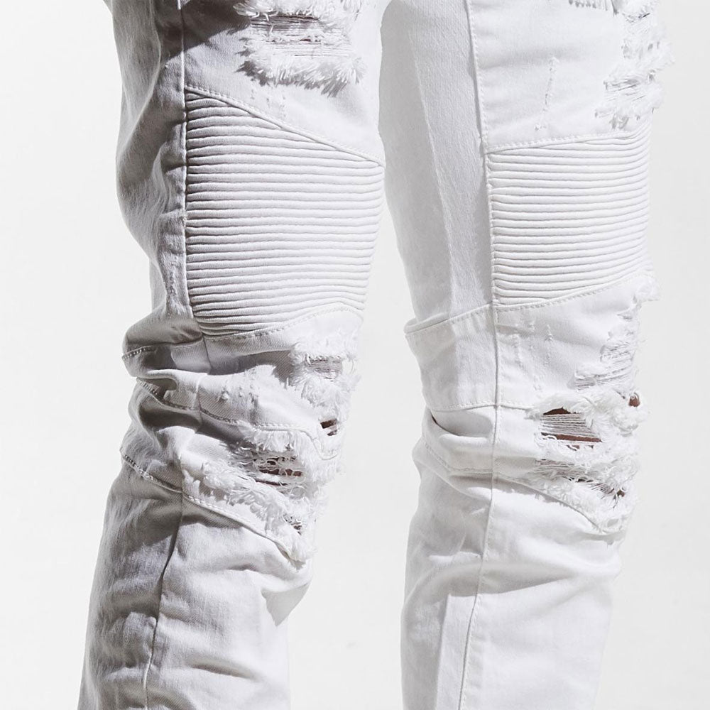 Embellish Smithers Biker Denim Jeans White