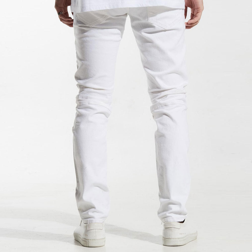 Embellish Smithers Biker Denim Jeans White