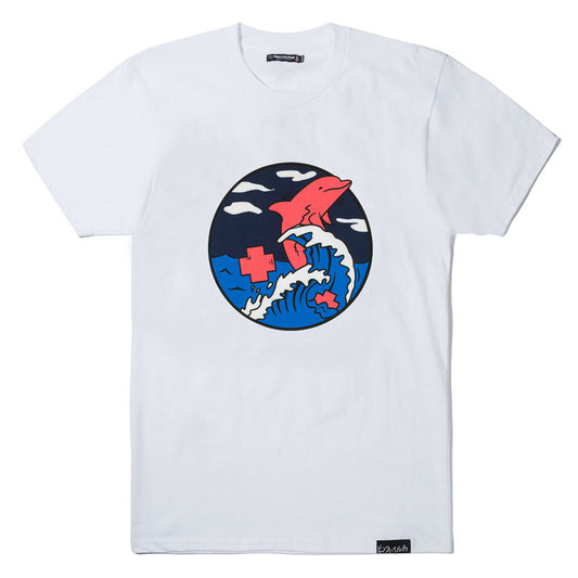 Pink Dolphin Splash Wave T-Shirt White