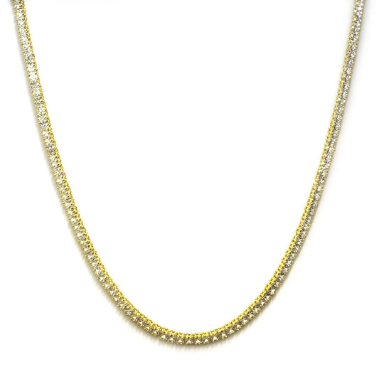 Tennis Necklace 18k Gold plated CZ Square Cut 4mm