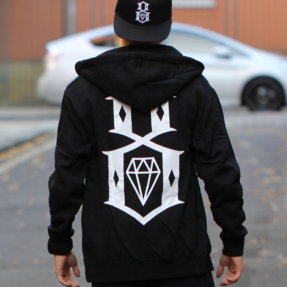 Rebel8 Logo Zip Up Hoodie Black