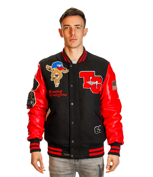 Top Gun GOAT Varsity Jacket Black Red