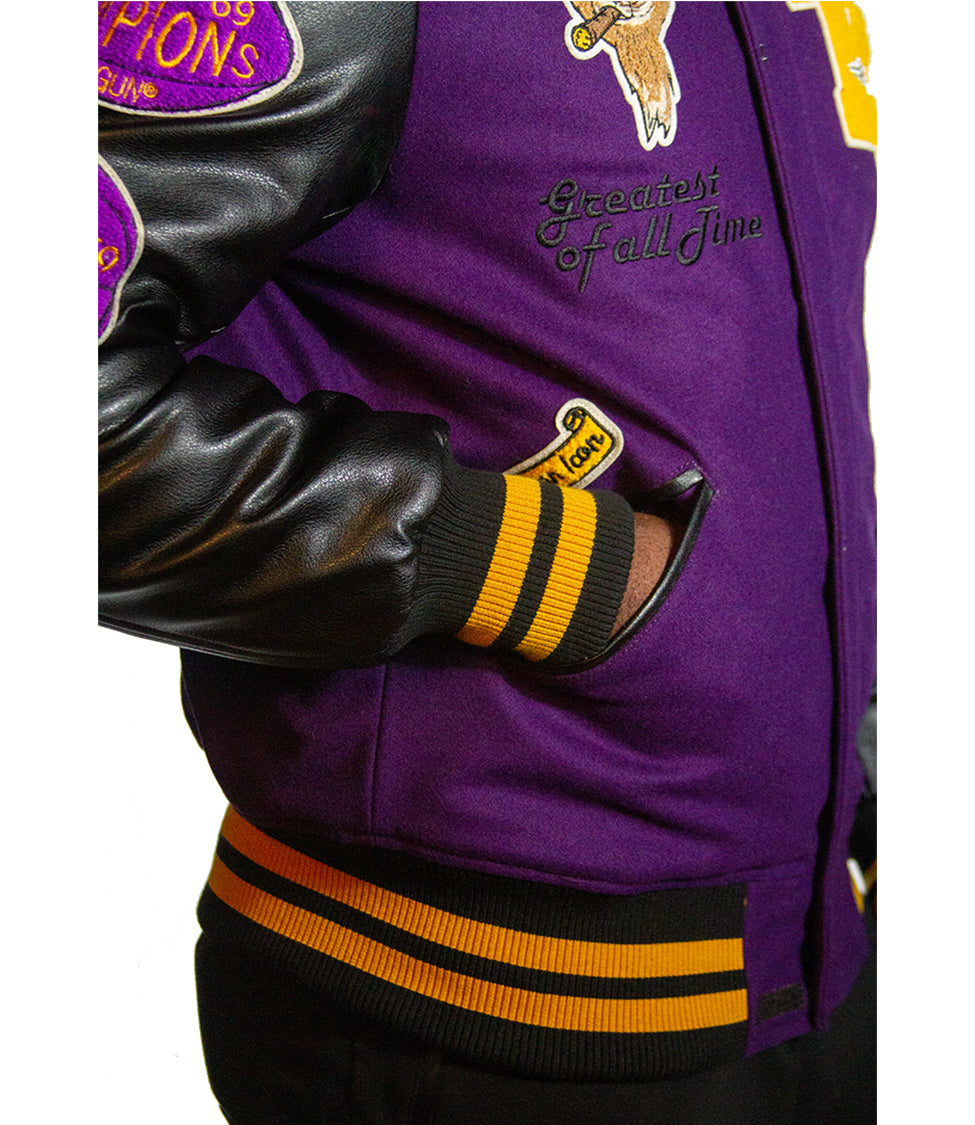 Top Gun GOAT Varsity Jacket Black Purple