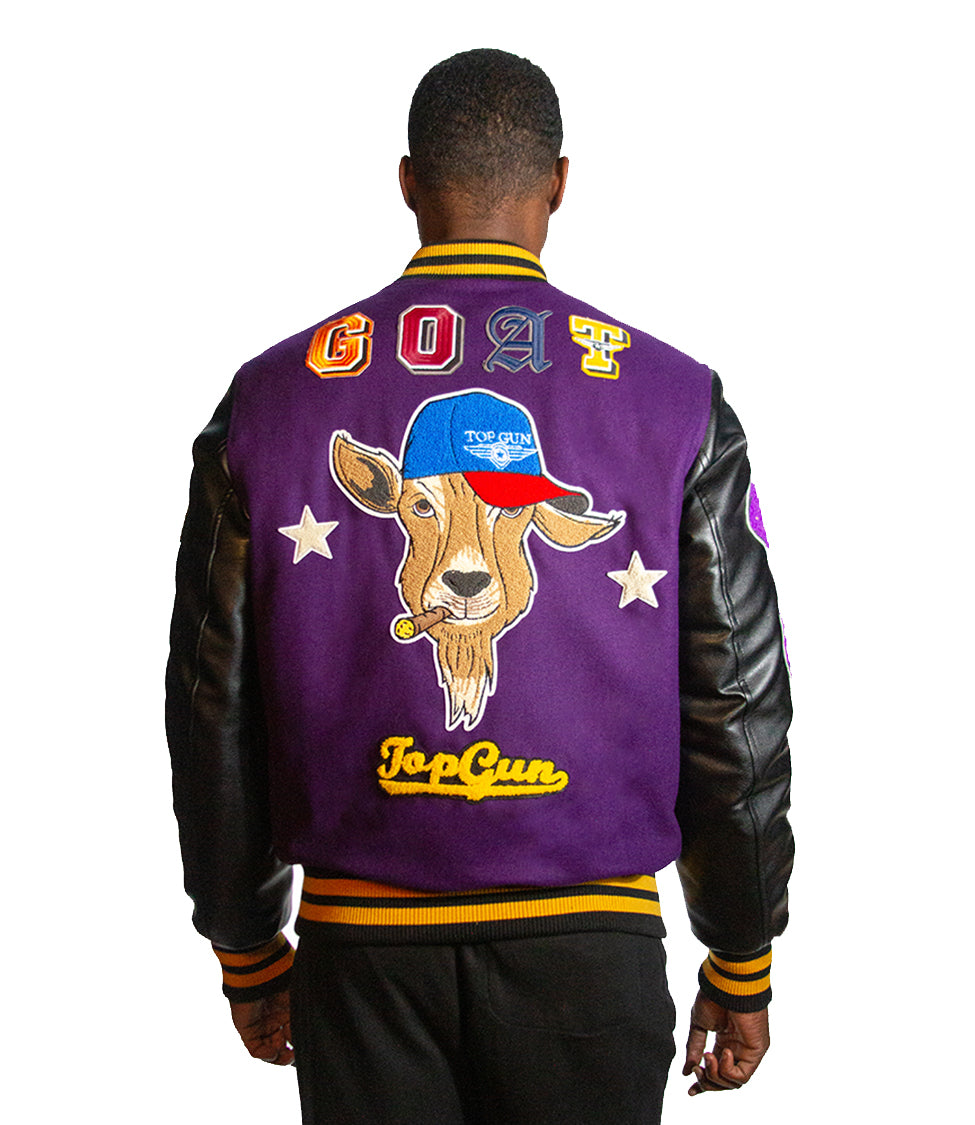 Top Gun GOAT Varsity Jacket Black Purple