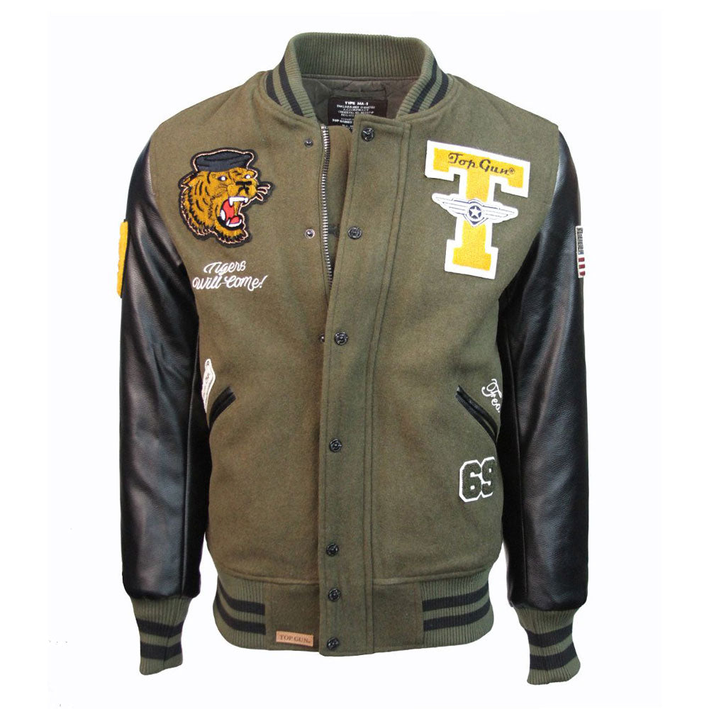 Top Gun Tiger Wool-PU Jacket Green