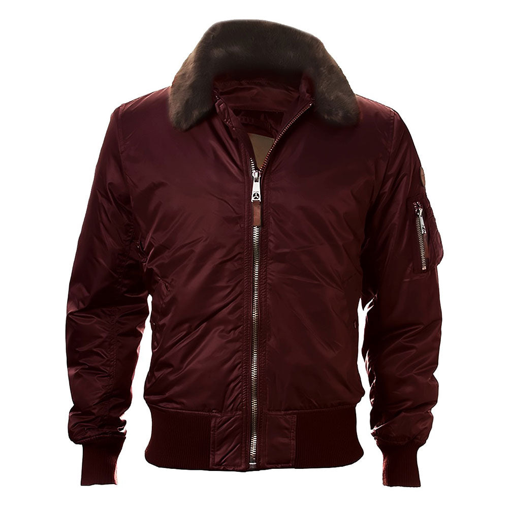 Top Gun B-15 Men's Heavy Duty Vintage Flight Bomber Jacket Burgundy