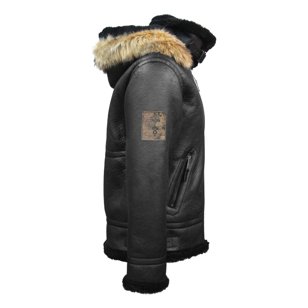 Top Gun Shearling Jacket Black Premium Wool Blend