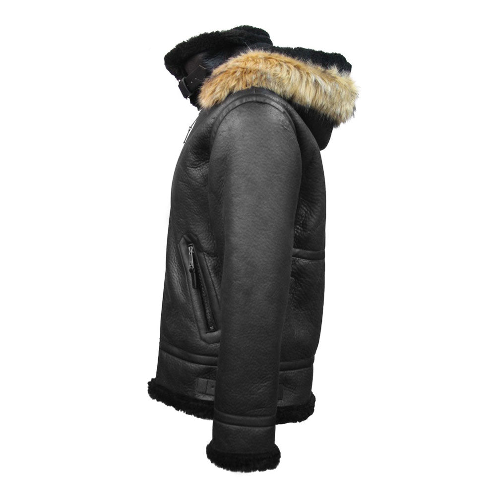 Top Gun Shearling Jacket Black Premium Wool Blend